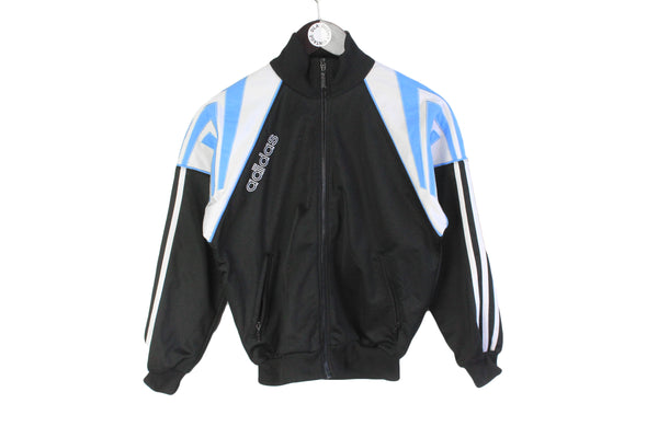 Vintage Adidas Track Jacket Kids D152 black blue 90's sport style athletic windbreaker