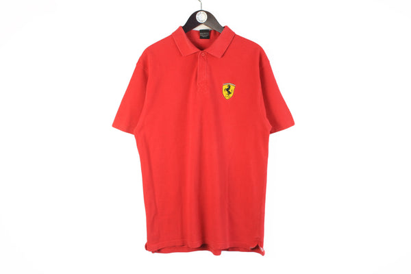 Vintage Ferrari Polo T-Shirt Large racing retro Michel Schumacher 90s 00s Formula 1 F1 shirt