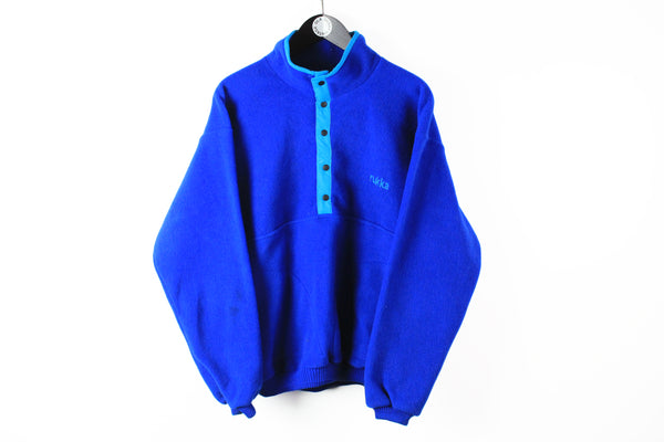 Vintage Fleece Snap Buttons Large / XLarge Rukka blue 90s sport style ski outdoor sweater