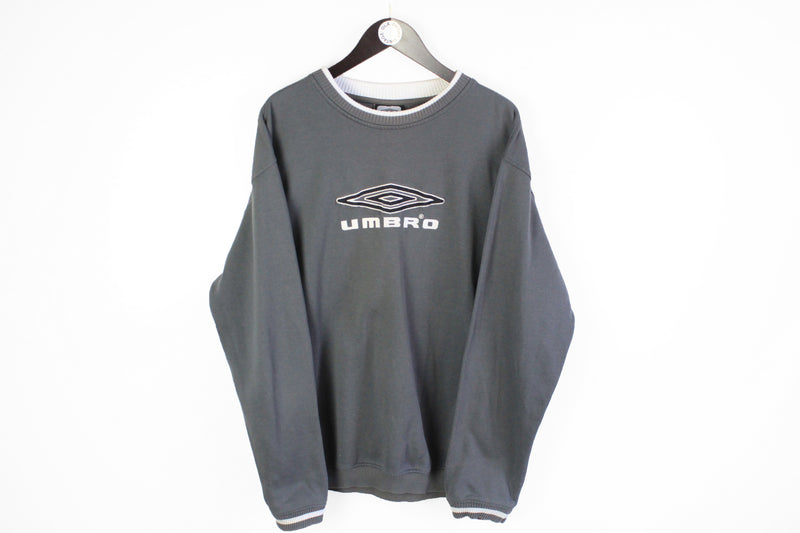 Vintage Umbro Sweatshirt XLarge gray big logo 00's retro style classic crewneck oversize