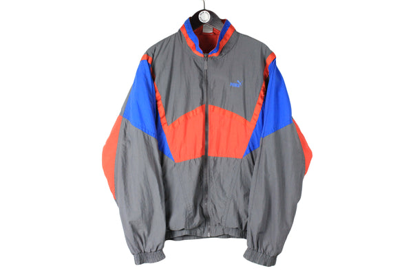 Vintage Puma Tracksuit XXLarge size men's track jacket and pants sport style windbreaker 90's wear authentic athletic running training clothing brigth multicolor full zip cardigan