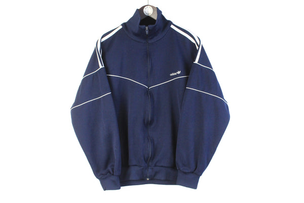 Vintage Adidas Track Jacket Medium navy blue 80s retro classic sportswear windbreaker