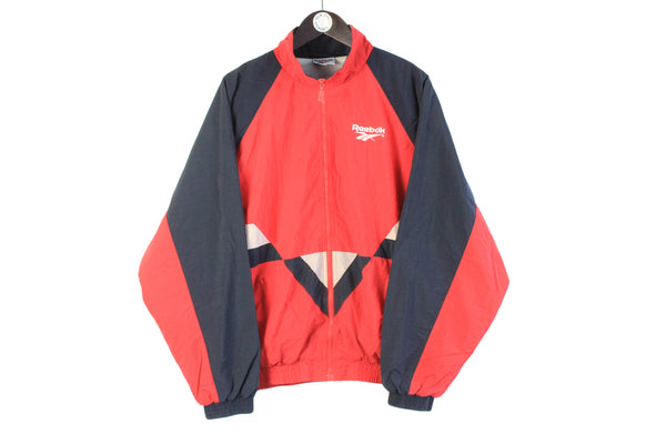 Vintage Reebok Track Jacket Large red full zip 90s retro sport UK windbreaker