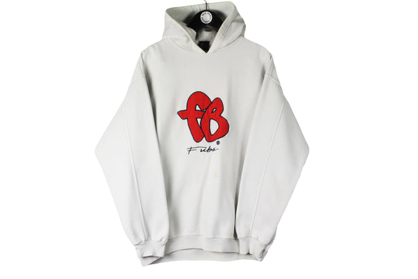 Vintage Fubu Hoodie Sweatshirt XLarge / XXLarge size men's oversize white pullover big logo long sleeve classic basic hooded 90's style street style athletic sport authentic sweat hip hop hipster USA