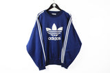 Vintage Adidas Sweatshirt XLarge / XXLarge big logo blue 90s sport style streetwear 
