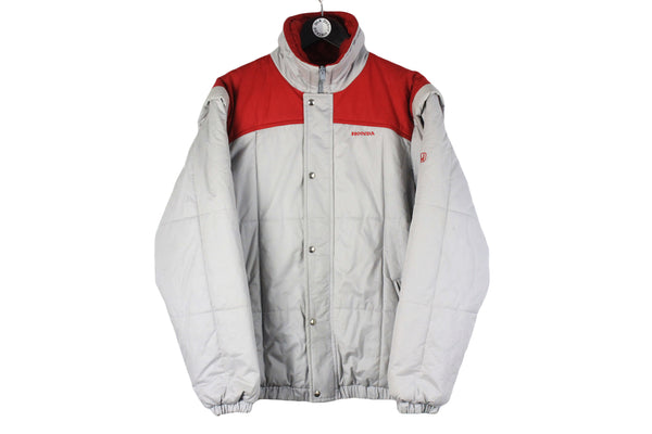 Vintage Honda Jacket Large gray red 80s retro style mechanic authentic Japan puffer