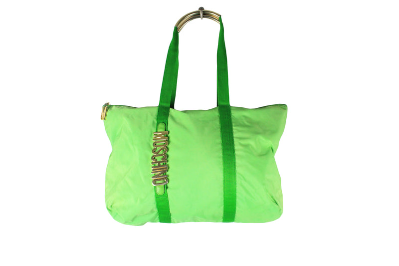 Vintage Moschino by Redwall Bag big logo authentic nylon 90s retro style shoulder handbag acid green
