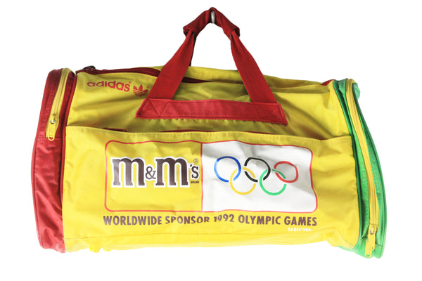 Vintage M&M's Olympic Games 1992 Barcelona Duffel Bag yellow red green 90s retro sport style Spain sport bag authentic big logo sponsor retro wear