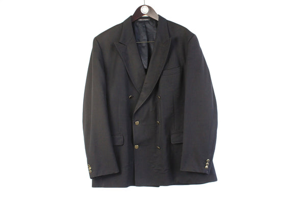 Vintage Burberrys Blazer XLarge / XXLarge black 90s retro classic men's jacket official wear made in England retro original