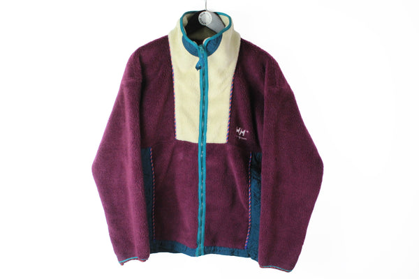 Vintage Helly Hansen Fleece Full Zip  purple 90's retro style winter sweater jacket