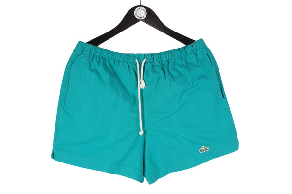Vintage Lacoste Shorts XLarge green cotton swimming 80s sport shorts