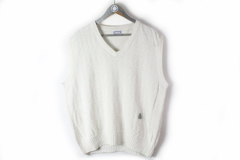 Vintage Yves Saint Laurent Vest Medium / Large white retro style classic waistcoat sleeveless sweater