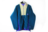 Vintage Helly Hansen Fleece Full Zip Large green blue 90's winter outdoor jacket warm sweater