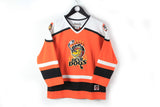 Vintage Pluto K9 Disney Hockey Jersey Kids big logo Devil Dogs NHL orange 90s long sleeve t-shirt