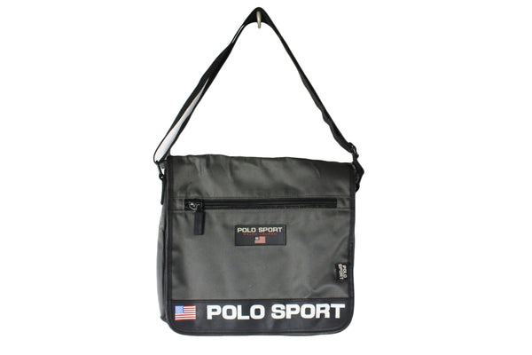Vintage Polo Sport by Ralph Lauren Bag black gray 90s retro hip hop style messenger bag shoulder bag retro 90s sports wear street style
