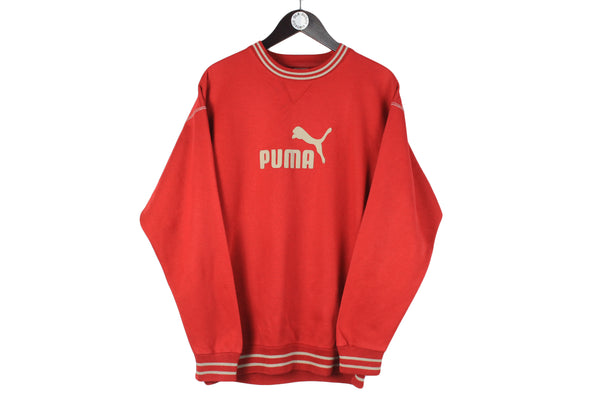 Vintage Puma Sweatshirt Large red big logo 90s crewneck
