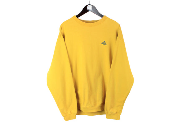 vintage ADIDAS authentic sweatshirt Size L yellow oversized men's long sleeve athletic sweater 90s 80s sweat shirt retro streetwear casual