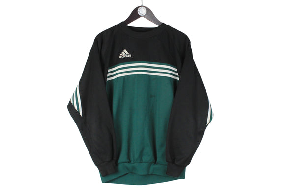 Vintage Adidas Sweatshirt Medium green black 90s crewneck sportswear