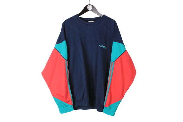 Vintage Adidas Tracksuit Small size navy blue acid rare retro 90's style sport wear sweatshirt and pants authentic athletic clothing 90's 80's running hipster outfit