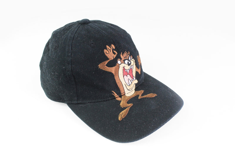 Vintage Taz Looney Tunes Cap black big logo 90's cartoon hat