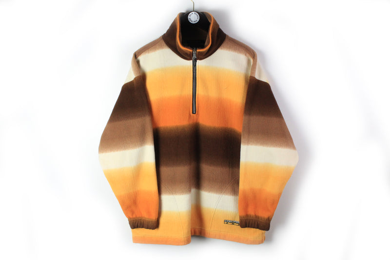 Vintage Campagnolo Fleece 1/4 Zip Large multicolor orange brown 90s sport sweater