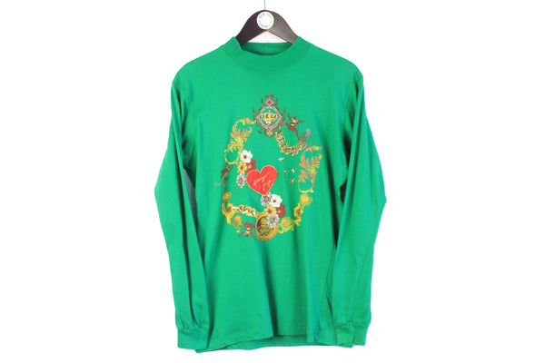 Vintage Kenzo Sweatshirt Women's Large Jungle green big logo 90s retro crewneck turtleneck jumper