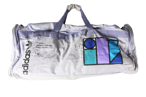 Vintage Adidas Stefan Edberg Bag tennis duffel bag 90s retro gray sport style big logo 