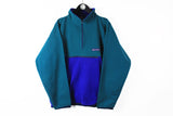 Vintage Fleece 1/4 Zip Large green blue 90s sport style streetwear 
