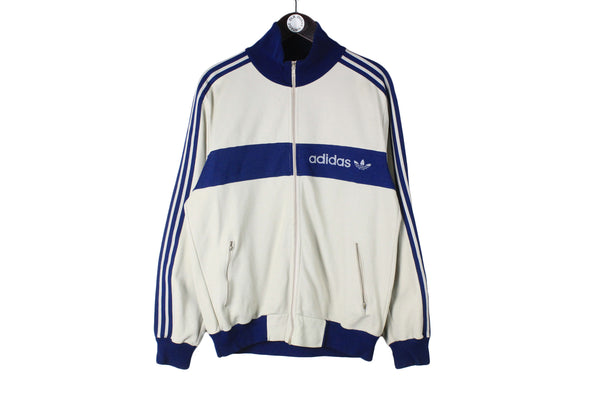 Vintage Adidas Track Jacket men's Large size full zip 3 streeps brand retro windbreaker sport athletic authentic wear 80's street style training big logo Germany wear