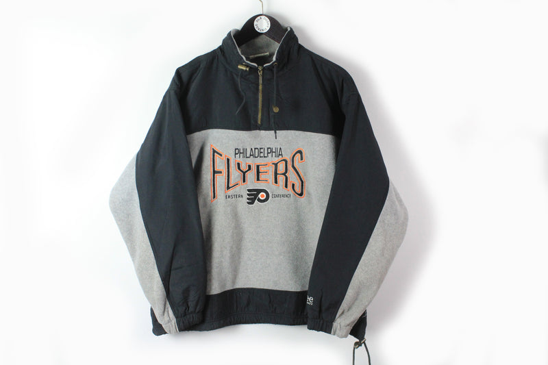 Vintage Flyers Philadelphia Lee Fleece 1/4 Zip Large big logo 90s streetwear sport style sweater NHL Hockey sweater anorak