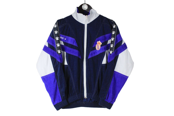 Vintage Real Madrid Track Jacket Small size men's  full zip retro windbreaker sport athletic authentic wear 80's street style training big logo Spain team football Kelme Galacticos 
