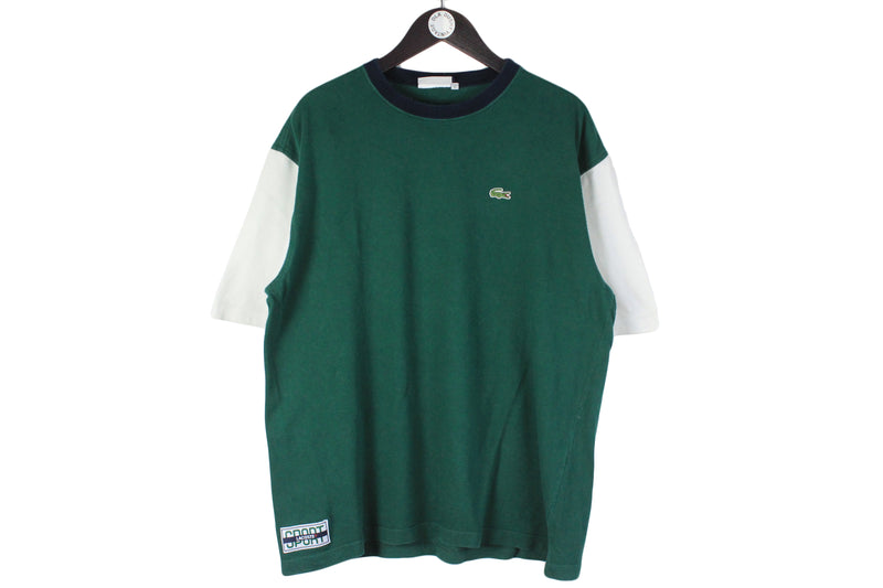 Vintage Lacoste T-Shirt XLarge green small logo 90s sport style cotton tee
