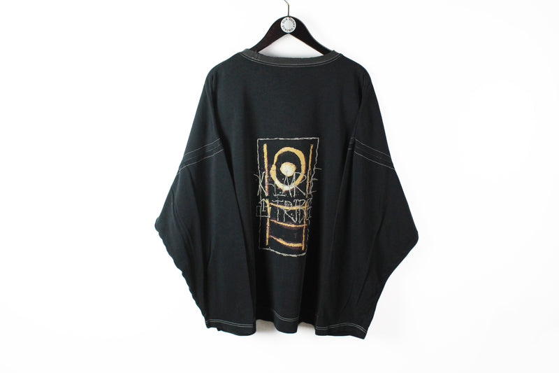 Vintage Adidas Tribe Sweatshirt XLarge black big logo 90s rare crewneck jumper