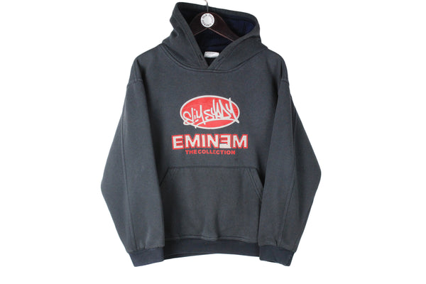 Vintage Eminem Hoodie Xsmall / Small size men's hooded pullover gray big logo rap long sleeve 90's style jumper cotton athletic authnetic wear basic outfit hip hop