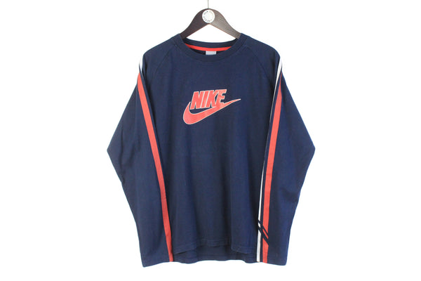 Vintage Nike Long Sleeve T-Shirt Medium / Large blue big logo 00s sweatshirt authentic sport shirt