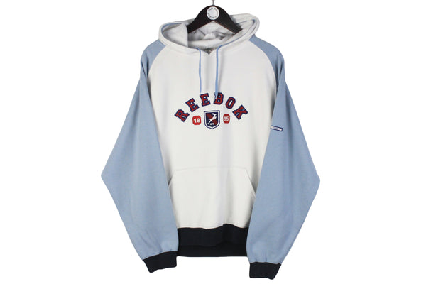 Vintage Reebok Hoodie Medium white big logo oversize 00s jumper