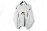 Vintage Nike Bootleg Sweatshirt Medium gray big embroidery cotton jumper 90''s USA style 