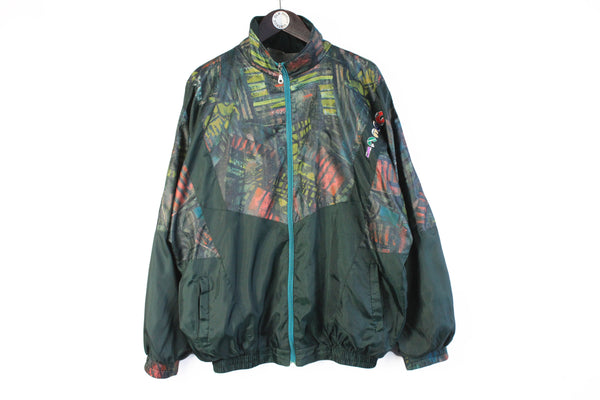 Vintage Gucci Bootleg Tracksuit Large green windbreaker sport style track jacket and pants 90s hip hop style abstract pattern