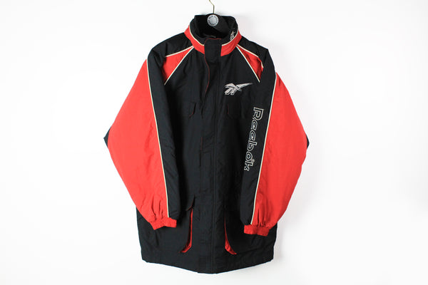Vintage Reebok Jacket Medium / Large black big logo 90s red sport jacket autumn
