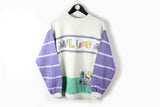 Vintage Wrangler Sweatshirt Medium Jeanies white cotton Malibu jumper multicolor white purple pullover