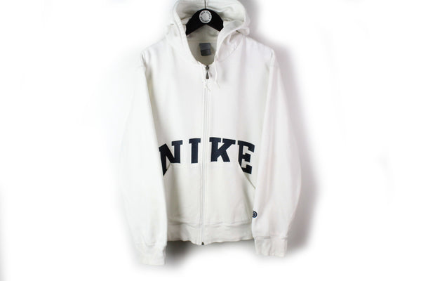 Vintage Nike Hoodie Full Zip Large white big logo 90's retro style oversize jumper