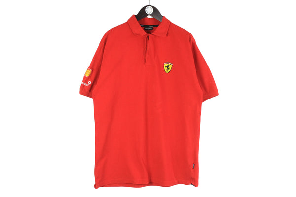 Vintage Ferrari Polo T-Shirt XLarge red 90s Michael Schumacher small logo classic tee