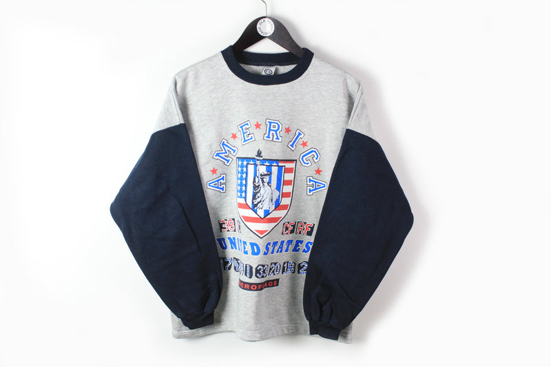 Vintage USA Sweatshirt Small gray blue 90s sport style American United States jumper
