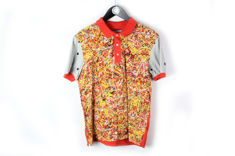Lyle & Scott Jonathan Saunders Polo T-Shirt Medium / Large top summer tee retro brigth multicolor collared rare shirt