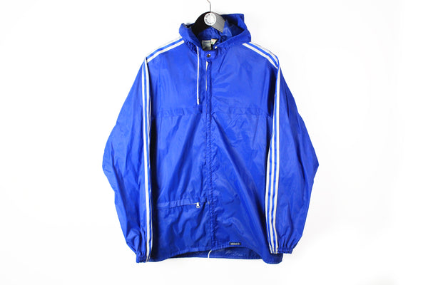 Vintage Adidas Sport Suit Large / XLarge windbreaker raincoat made in France blue 80's jacket pants
