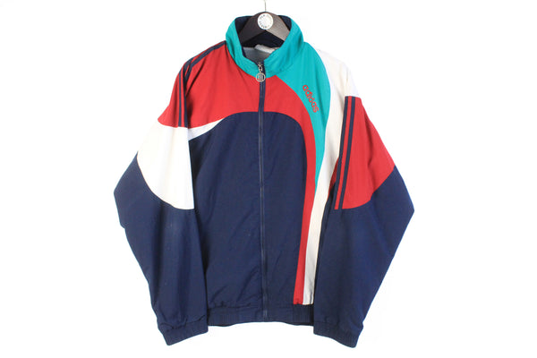Vintage Adidas Tracksuit XLarge blue multicolor 90s retro sport track jacket and pants windbreaker classic Germany brand 