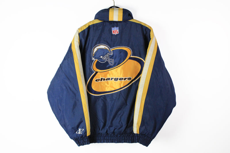 Vintage Los Angeles Chargers Pro Line Jacket Large big logo blue yellow 90s NFL sport football coat