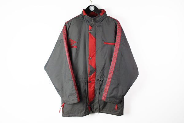 Vintage Umbro Jacket Small / Medium gray red 90s sport classic fottball UK style jacket