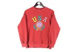 Vintage USA Sweatshirt Women's XSmall / Small size big logo crewneck sport authentic athletic pullover red 90's 80's style cotton jumper rare sweat