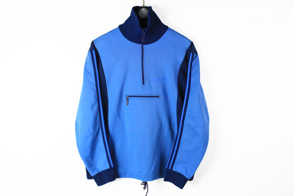 Vintage Adidas Sweatshirt Half Zip Small / Medium blue anorak track jacket 80s made in Yugoslavia blue